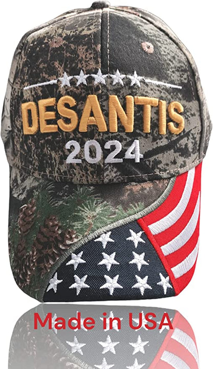 Desantis 2024 Presidential Campaign Made in America Florida Governor Sealed Trucker Hat Embroidered Adjustable Baseball Caps RED AND CAMO