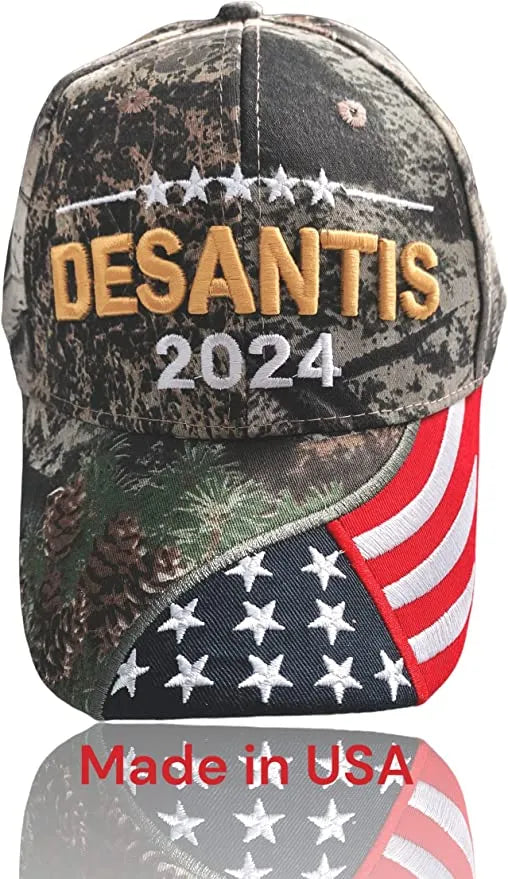 Desantis 2024 Presidential Campaign Made in America Florida Governor Sealed Trucker Hat Embroidered Adjustable Baseball Caps RED AND CAMO - Crazy Kat Design Co