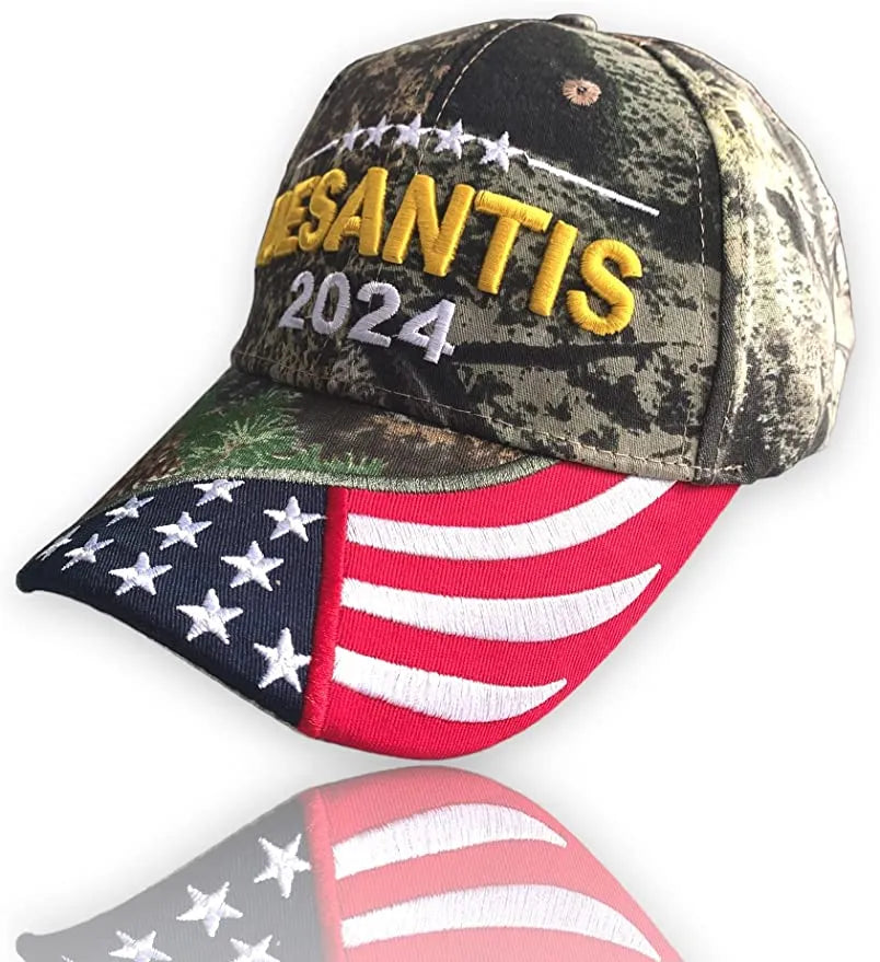 Desantis 2024 Presidential Campaign Made in America Florida Governor Sealed Trucker Hat Embroidered Adjustable Baseball Caps RED AND CAMO - Crazy Kat Design Co