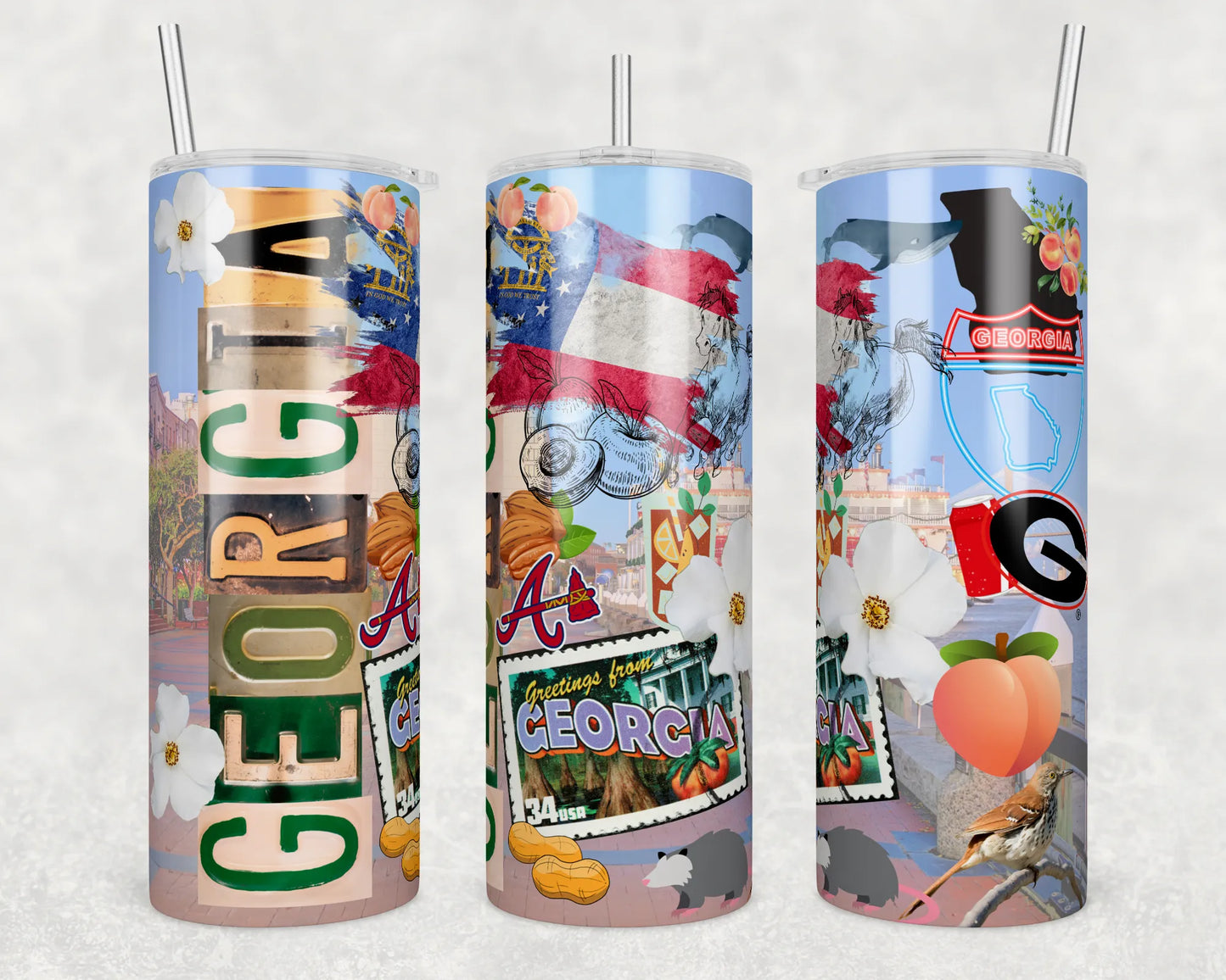 CUSTOMIZABLE REPRESENT STATE OF GEORGIA TUMBLER - Crazy Kat Design Co