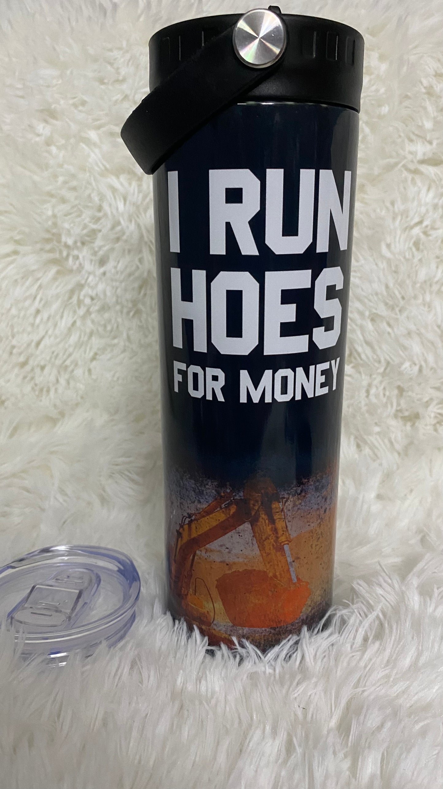CUSTOMIZABLE I RUN HOES FOR MONEY HOT AND COLD TUMBLER