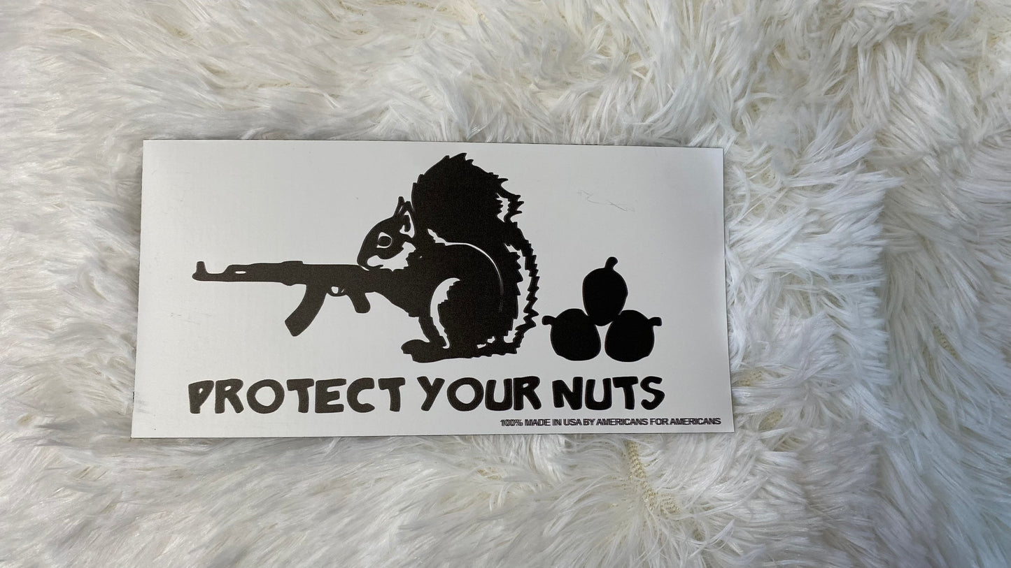 PROTECT YOUR NUTS DYE CUT BUMPER/ CAR MAGNET