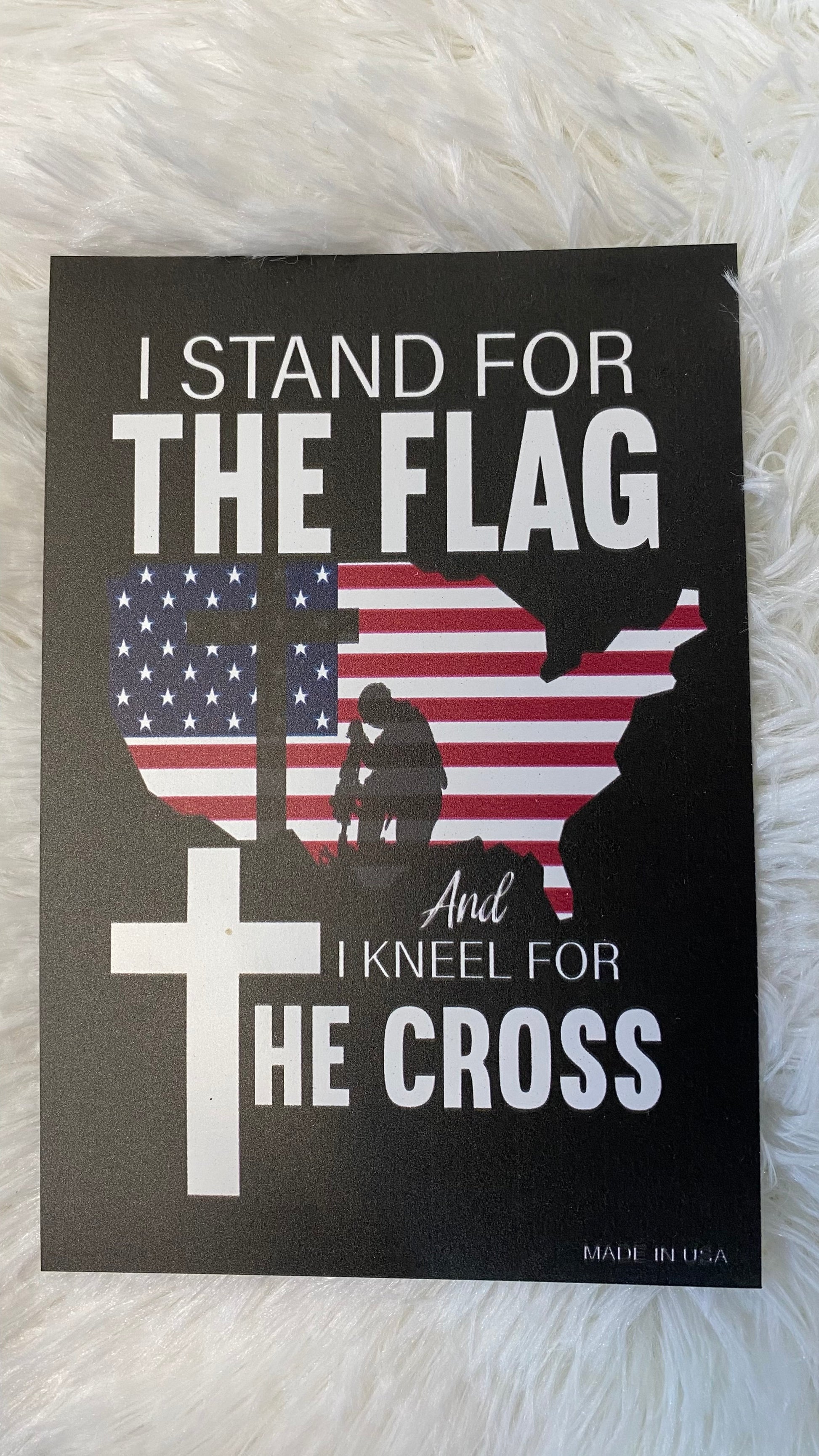 I STAND FOR THE FLAG AND I KNEEL FOR THE CROSS DYE CUT BUMPER/ CAR MAGNET - Crazy Kat Design Co
