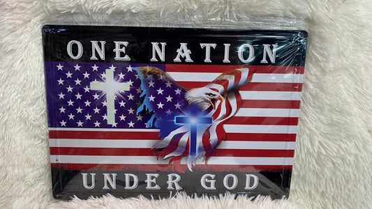 ONE NATION UNDER GOD METAL SIGN