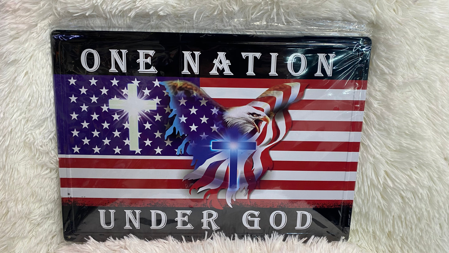 ONE NATION UNDER GOD METAL SIGN - Crazy Kat Design Co