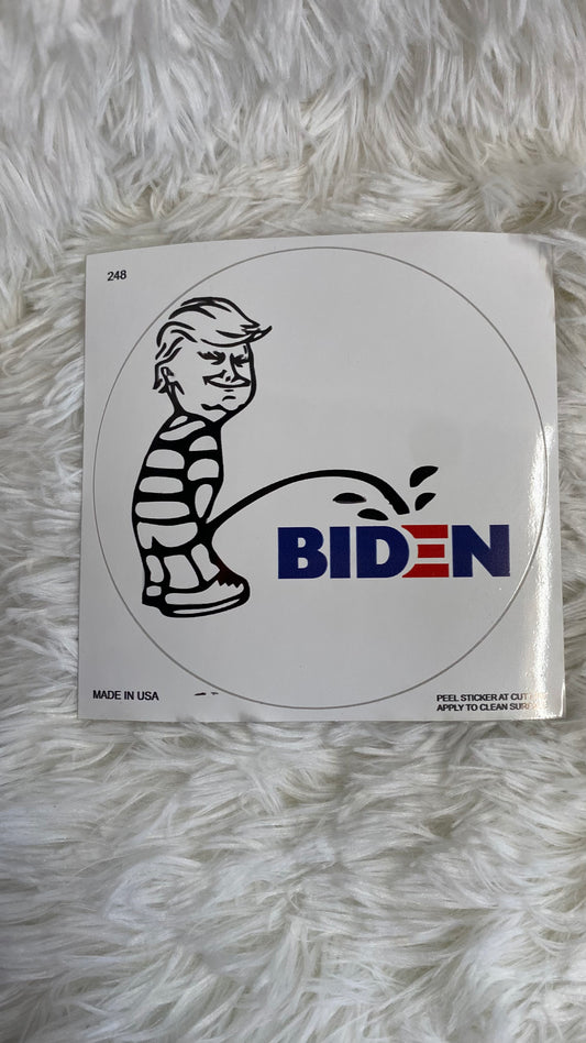 Trump peeing on Biden DYE CUT BUMPER/ WINDOW STICKER - Crazy Kat Design Co