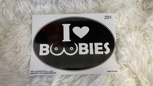 I LOVE BOOBIES DYE CUT BUMPER/ WINDOW STICKER - Crazy Kat Design Co