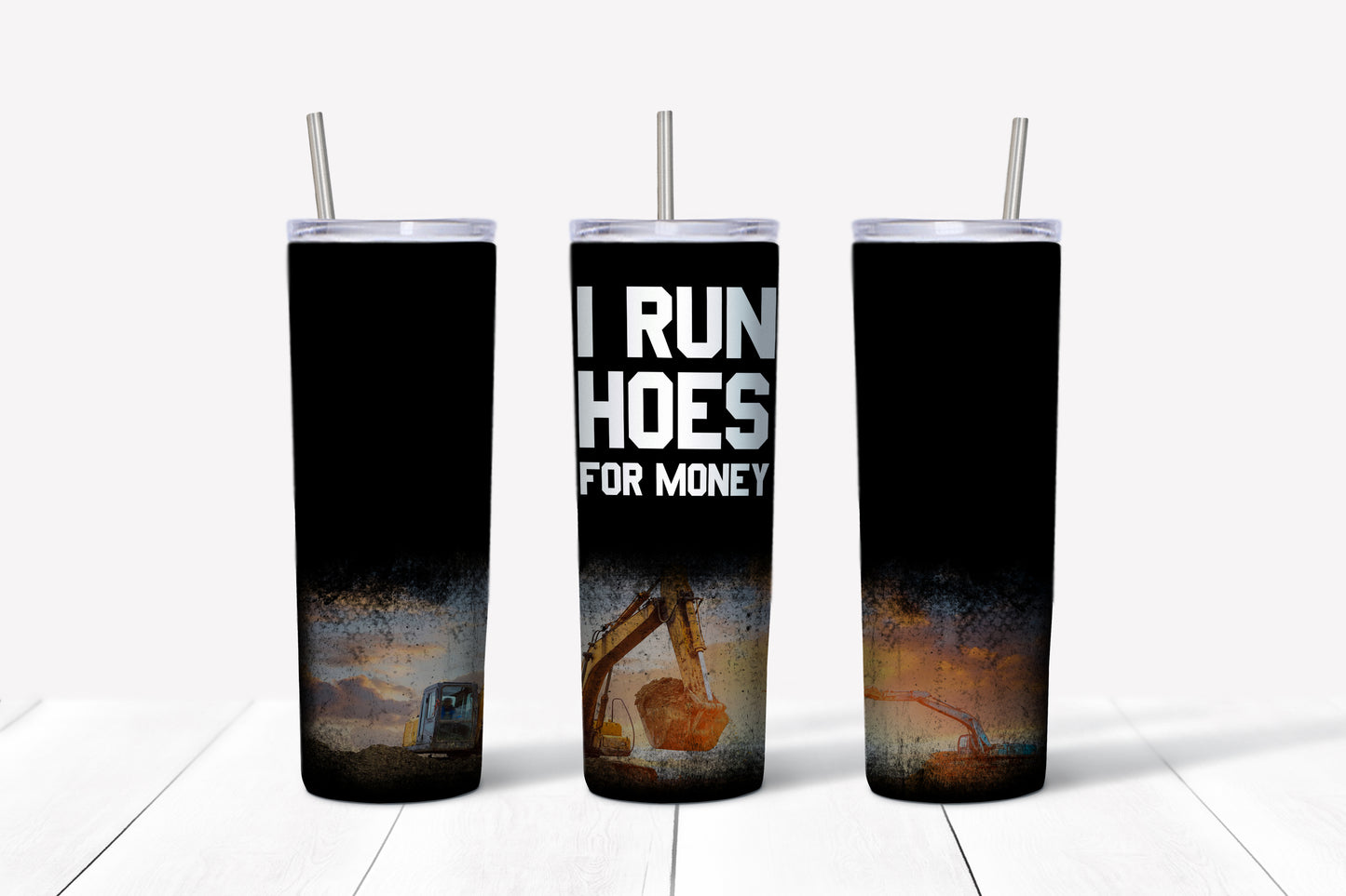 CUSTOMIZABLE I RUN HOES FOR MONEY HOT AND COLD TUMBLER