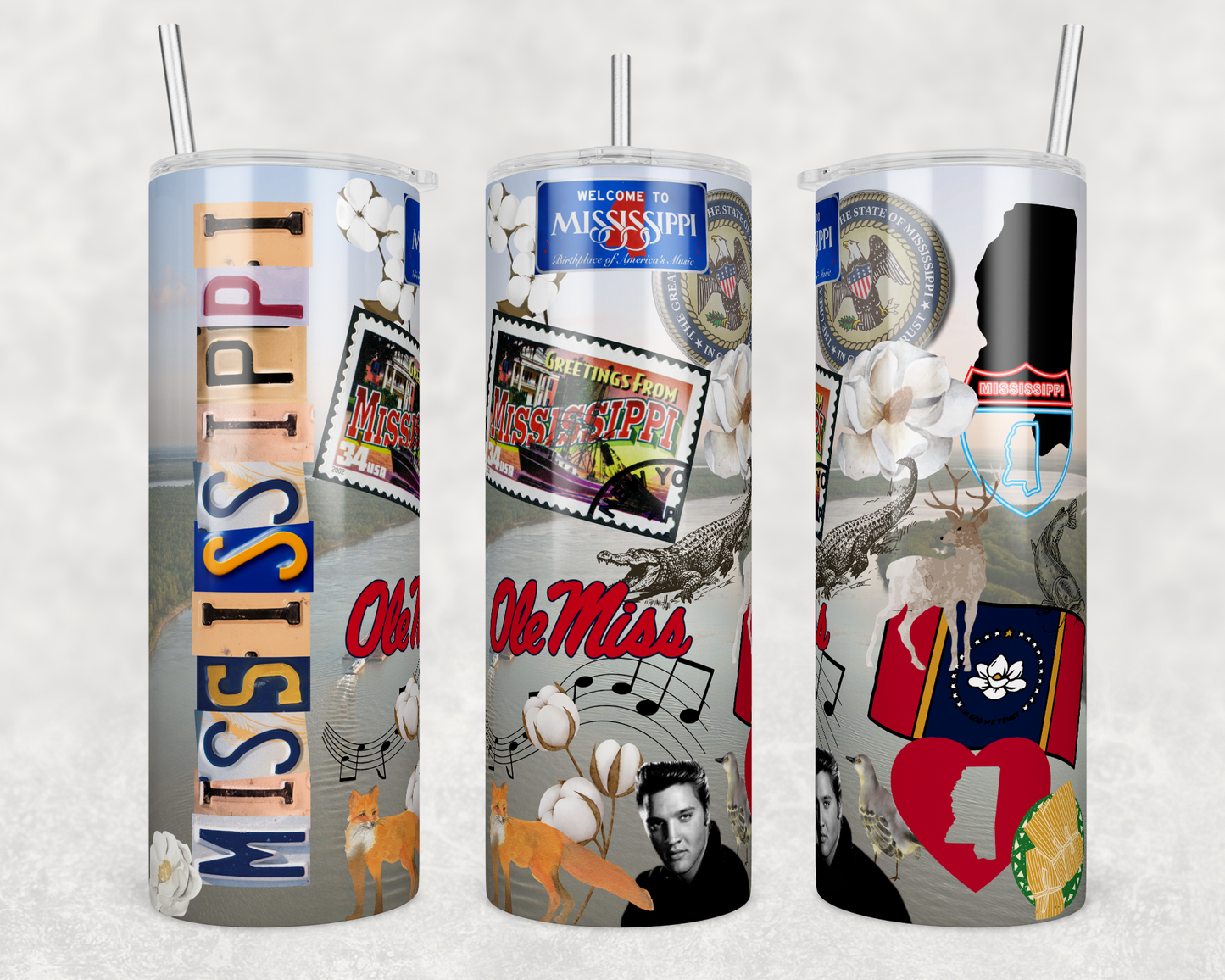 CUSTOMIZABLE REPRESENT STATE OF MISSISSIPPI HOT AND COLD TUMBLER