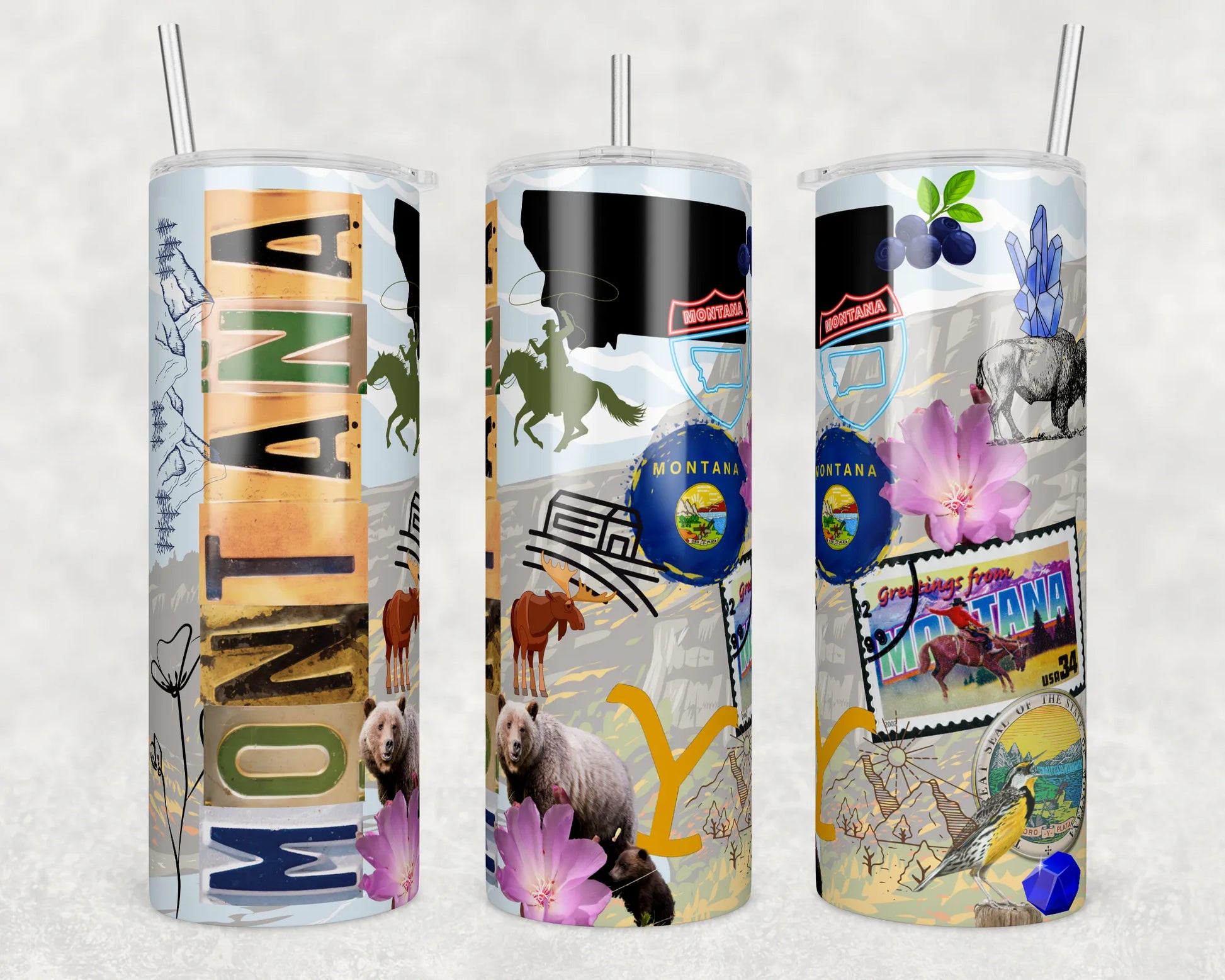 CUSTOMIZABLE REPRESENT STATE OF MONTANA HOT AND COLD TUMBLER - Crazy Kat Design Co