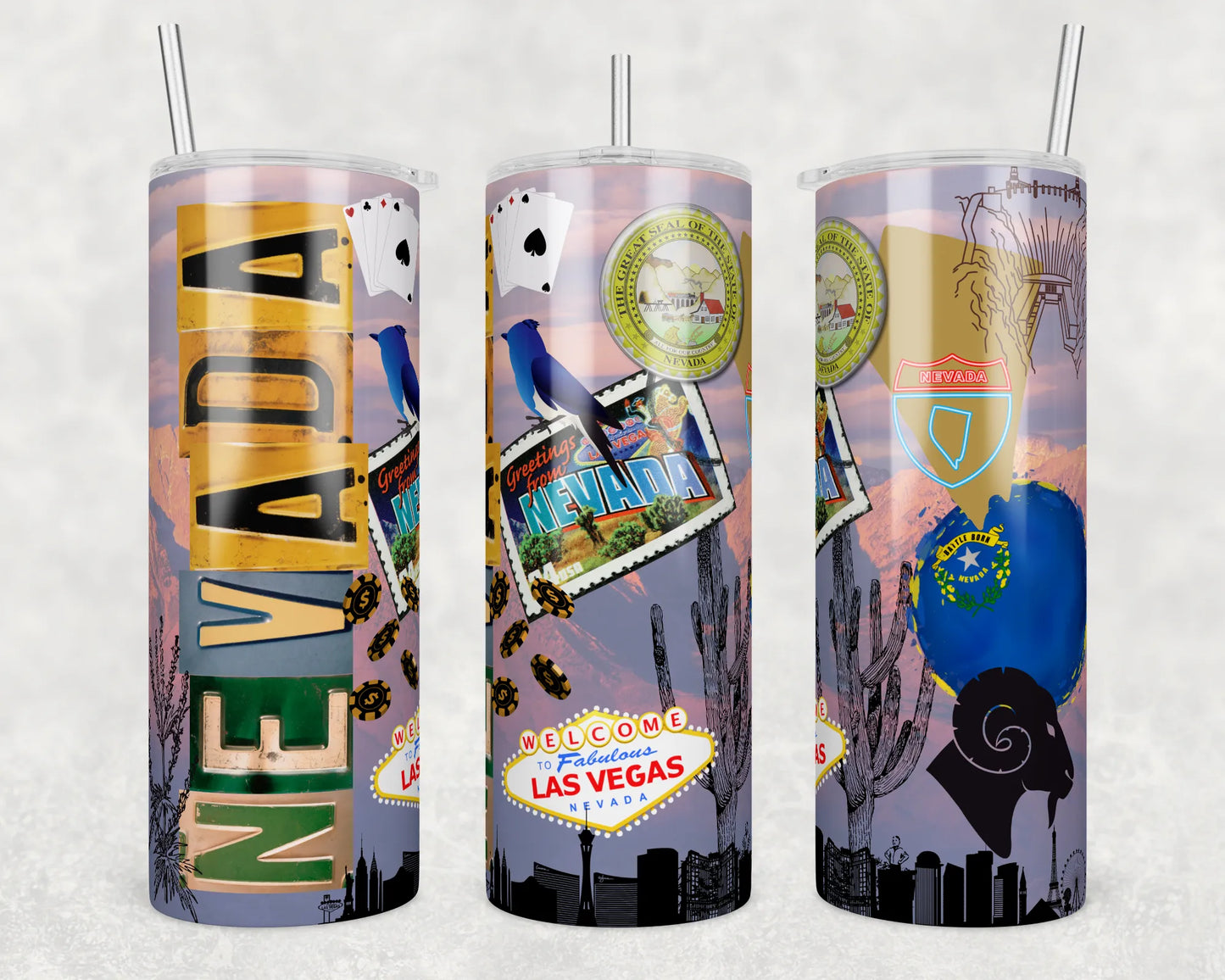 CUSTOMIZABLE REPRESENT THE STATE OF NEVADA HOT AND COLD TUMBLER - Crazy Kat Design Co