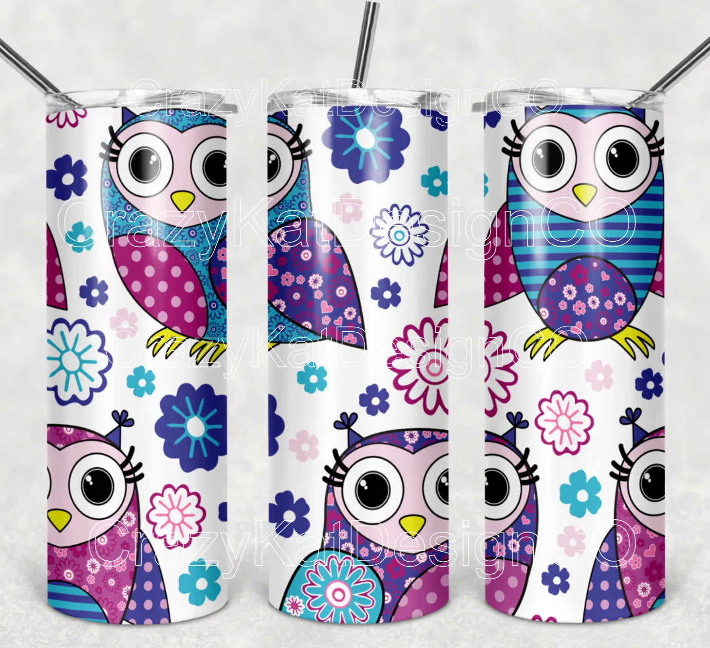 CUSTOMIZABLE OWLS HOT AND COLD TUMBLER - Crazy Kat Design Co