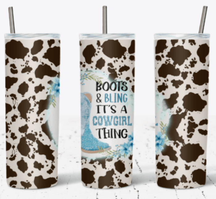 CUSTOMIZABLE COW PRINT HOT AND COLD TUMBLERS