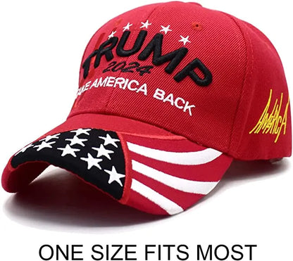 Trump 2024 USA Embroidered Hat Take America Back Hat Donald Trump Hat Black Red Adjustable Baseball Cap for Women Men - Crazy Kat Design Co