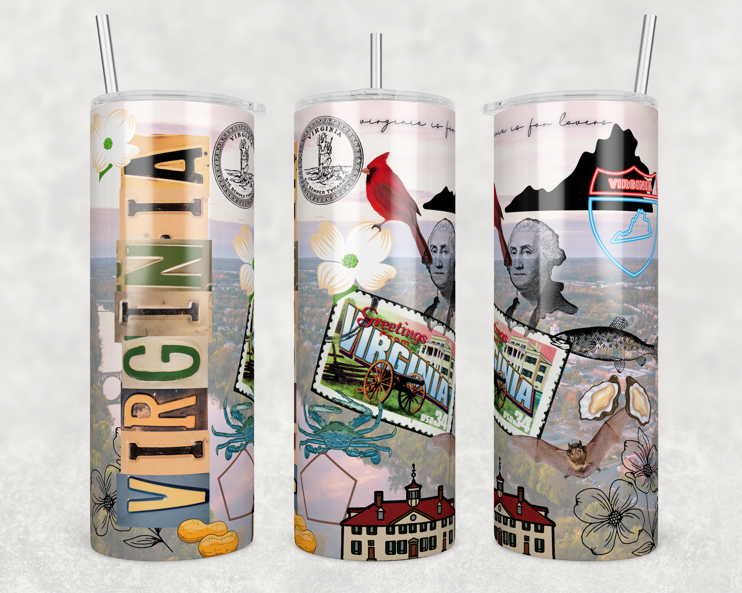 CUSTOMIZABLE REPRESENT STATE OF VIRGINIA HOT AND COLD TUMBLER