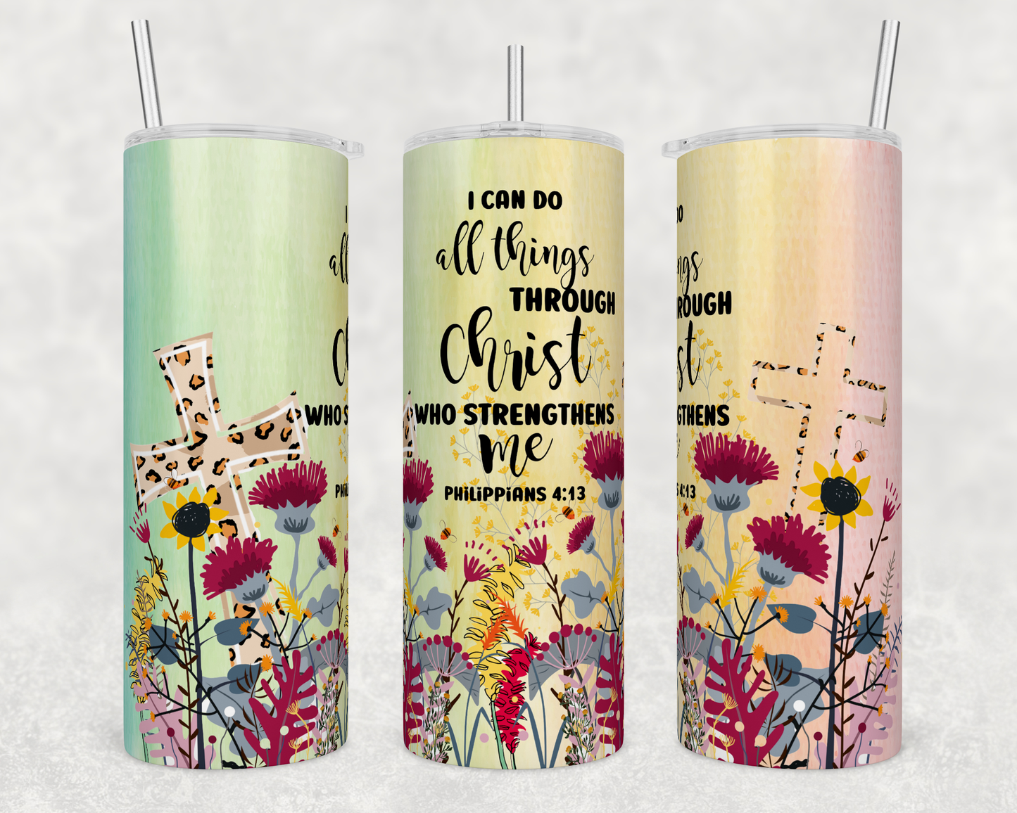 CUSTOMIZABLE I CAN DO ALL THINGS THROUGH CHRIST HOT AND COLD TUMBLER - Crazy Kat Design Co