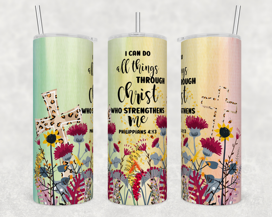 CUSTOMIZABLE I CAN DO ALL THINGS THROUGH CHRIST HOT AND COLD TUMBLER - Crazy Kat Design Co