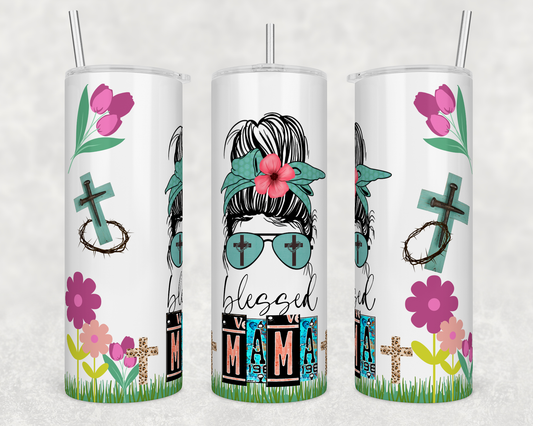 CUSTOMIZABLE BLESSED MAMA HOT AND COLD TUMBLER