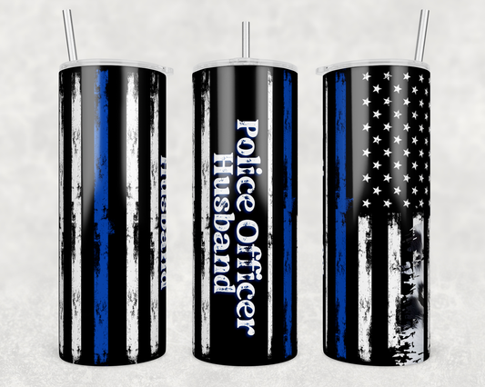 CUSTOMIZABLE POLICE OFFICER HUSBAND HOT AND COLD TUMBLER - Crazy Kat Design Co