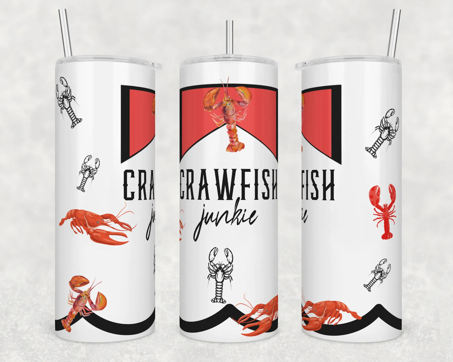 CUSTOMIZABLE CRAWFISH JUNKIE HOT AND COLD TUMBLERS - Crazy Kat Design Co
