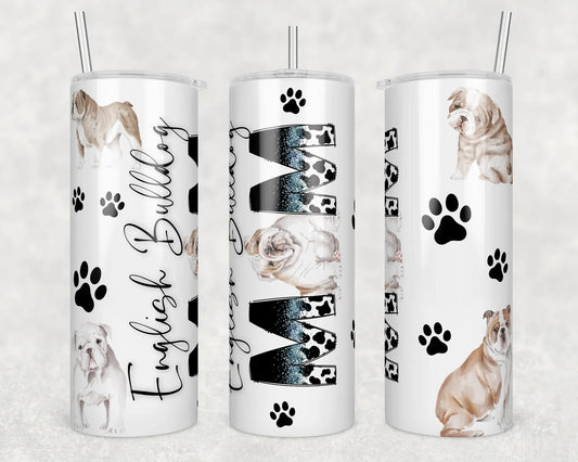 CUSTOMIZABLE ENGLISH BULLDOG MOM HOT AND COLD TUMBLER - Crazy Kat Design Co