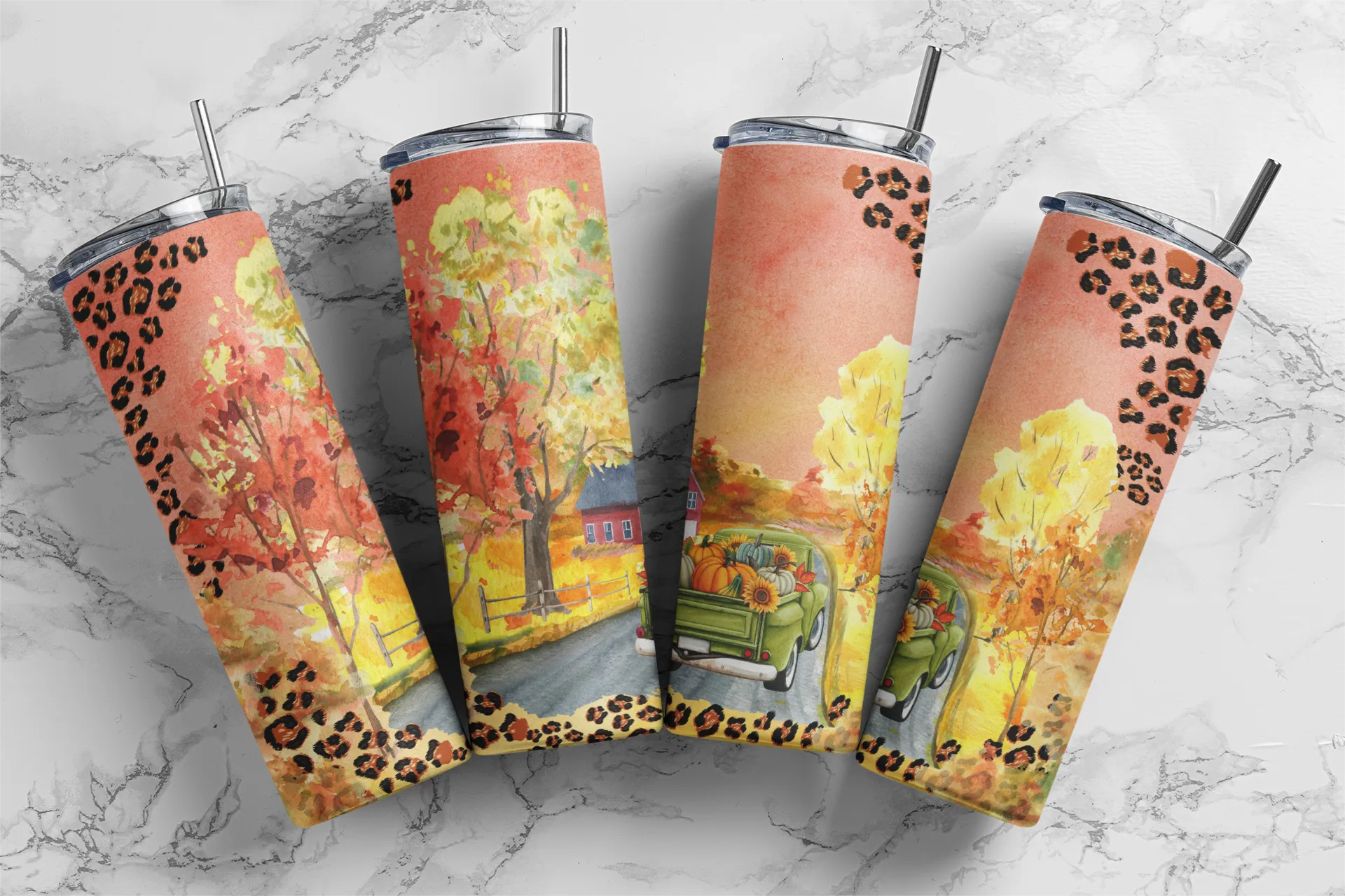 CUSTOMIZABLE AUTUMN WATERS HOT AND COLD TUMBLER - Crazy Kat Design Co