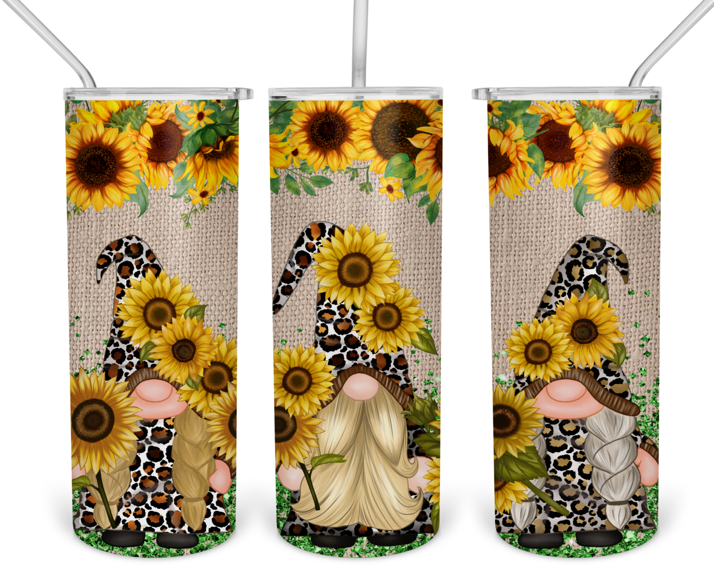 CUSTOMIZABLE GNOMES SUNFLOWER LEOPARD HOT AND COLD TUMBLERS - Crazy Kat Design Co