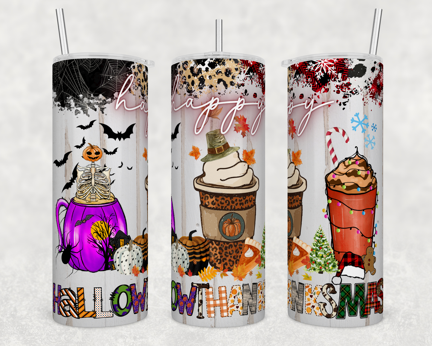 CUSTOMIZABLE HALLOWEEN THANKSGIVING CHRISTMAS HOT AND COLD TUMBLERS