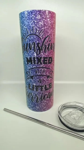 CUSTOMIZABLE SUNSHINE MIXED WITH A LITTLE HURRICANE HOT AND COLD TUMBLER - Crazy Kat Design Co