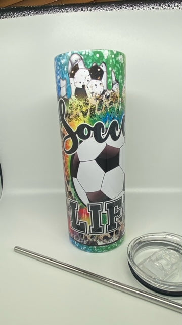 CUSTOMIZABLE SOCCER LIFE HOT AND COLD TUMBLER