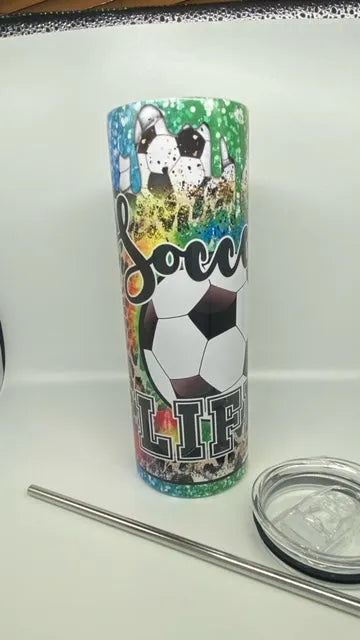 CUSTOMIZABLE SOCCER LIFE HOT AND COLD TUMBLER - Crazy Kat Design Co