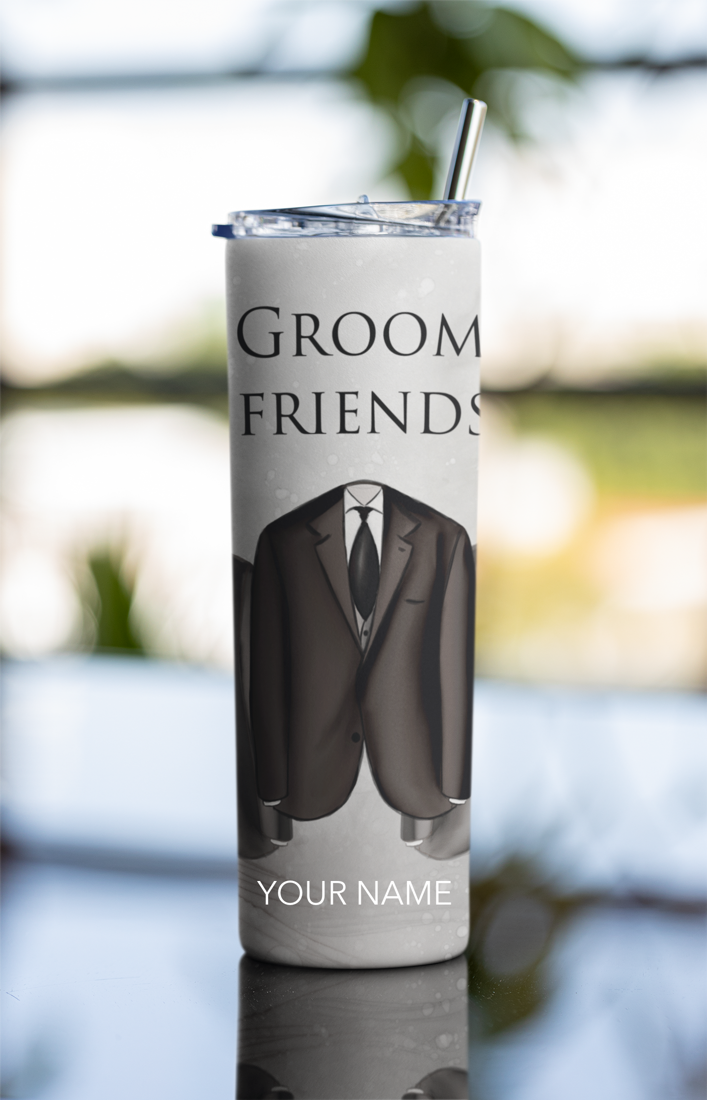 CUSTOMIZABLE GROOM AND GROOM'S FRIENDS HOT AND COLD TUMBLER