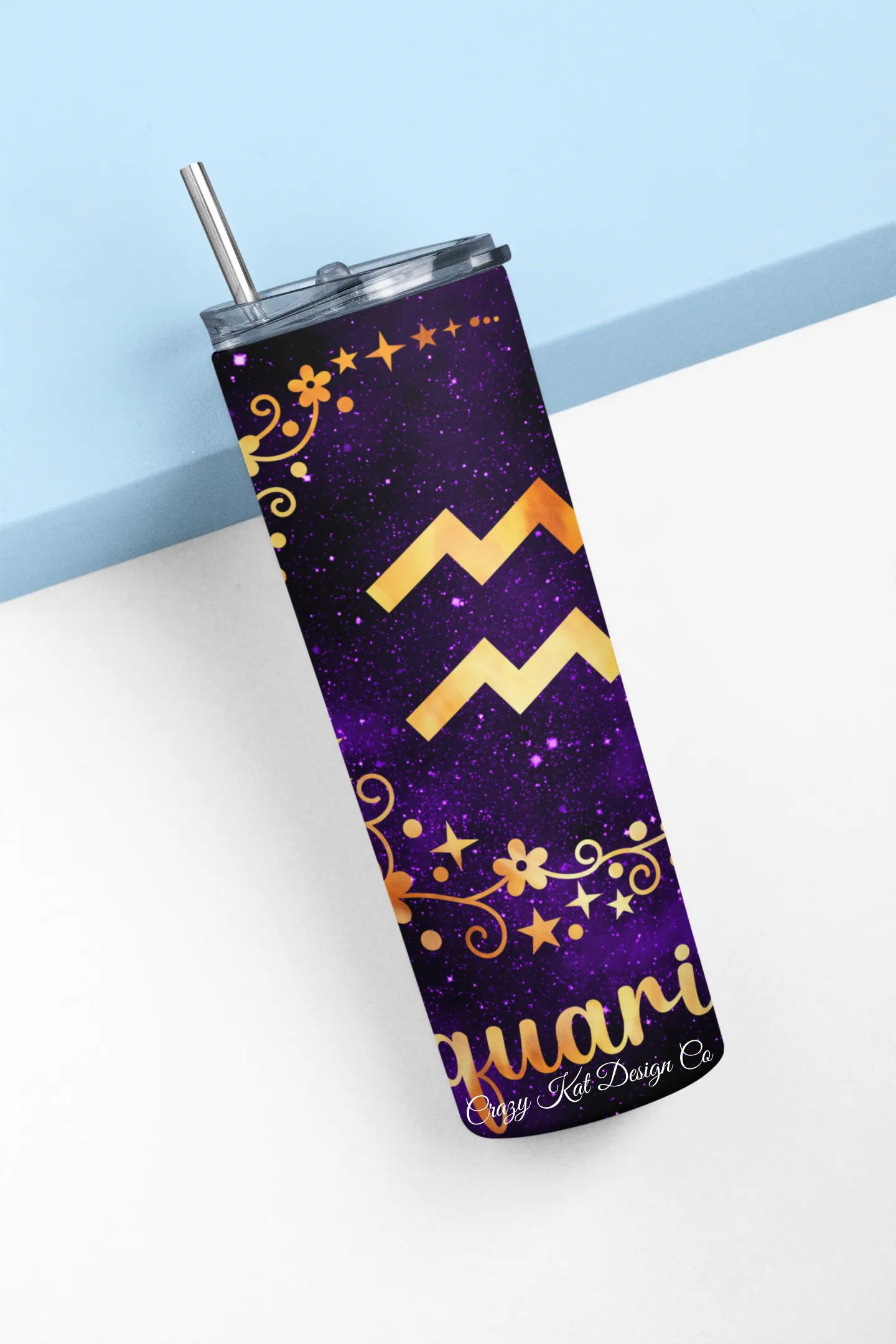 CUSTOMIZABLE TUMBLER AQUARIUS ZODIAC INSPIRED - Crazy Kat Design Co