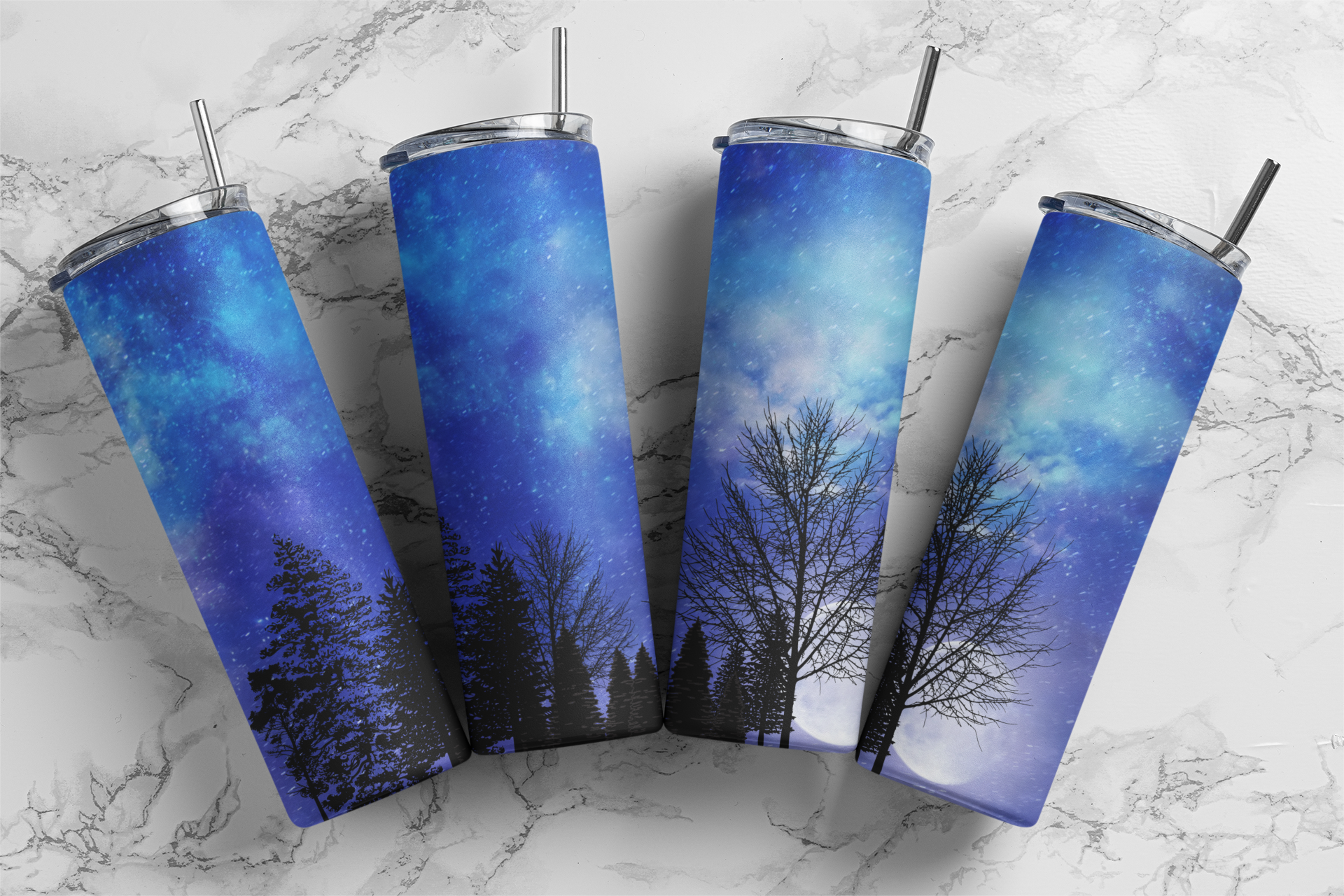 CUSTOMIZABLE MOON IN THE NIGHT SKY HOT AND COLD TUMBLER - Crazy Kat Design Co