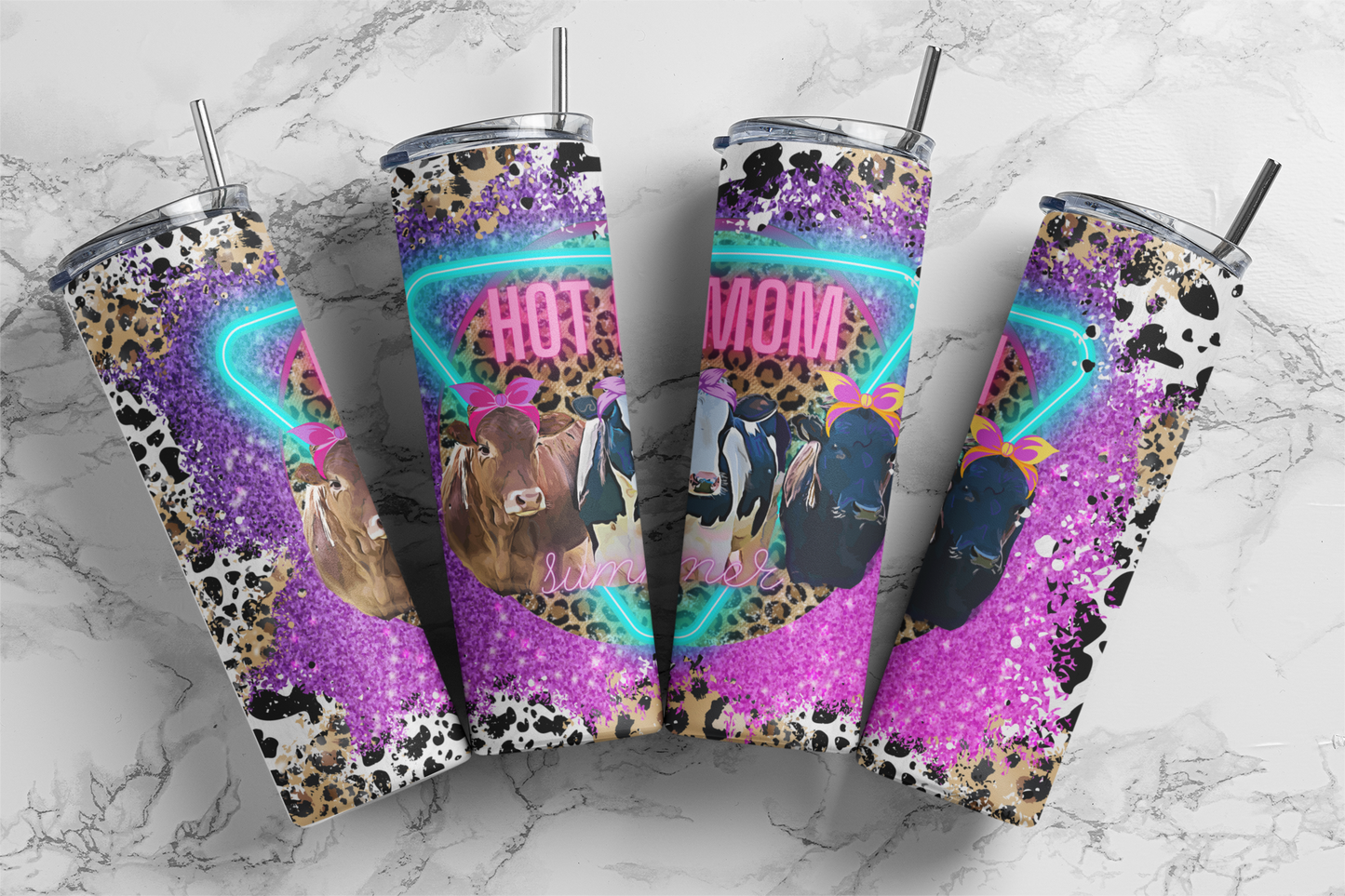 CUSTOMIZABLE HOT MOM SUMMER WITH COWS HOT AND COLD TUMBLER