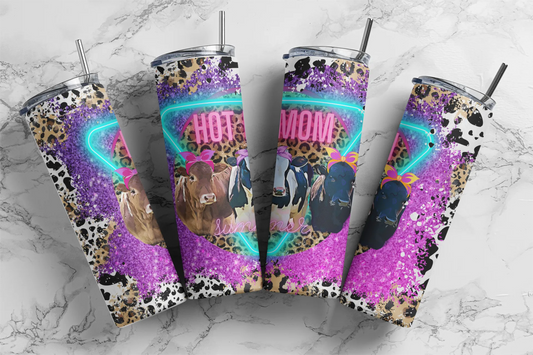 CUSTOMIZABLE HOT MOM SUMMER WITH COWS HOT AND COLD TUMBLER - Crazy Kat Design Co