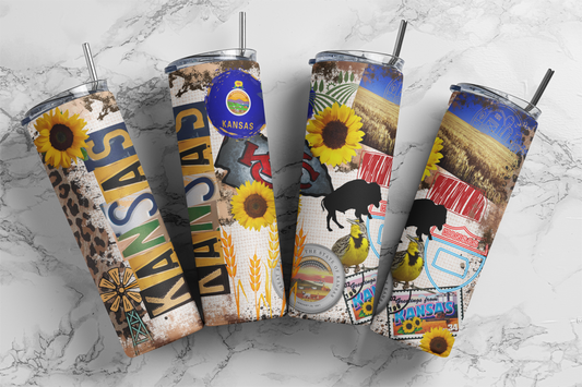 CUSTOMIZABLE REPRESENT THE STATE OF KANSAS HOT AND COLD TUMBLER