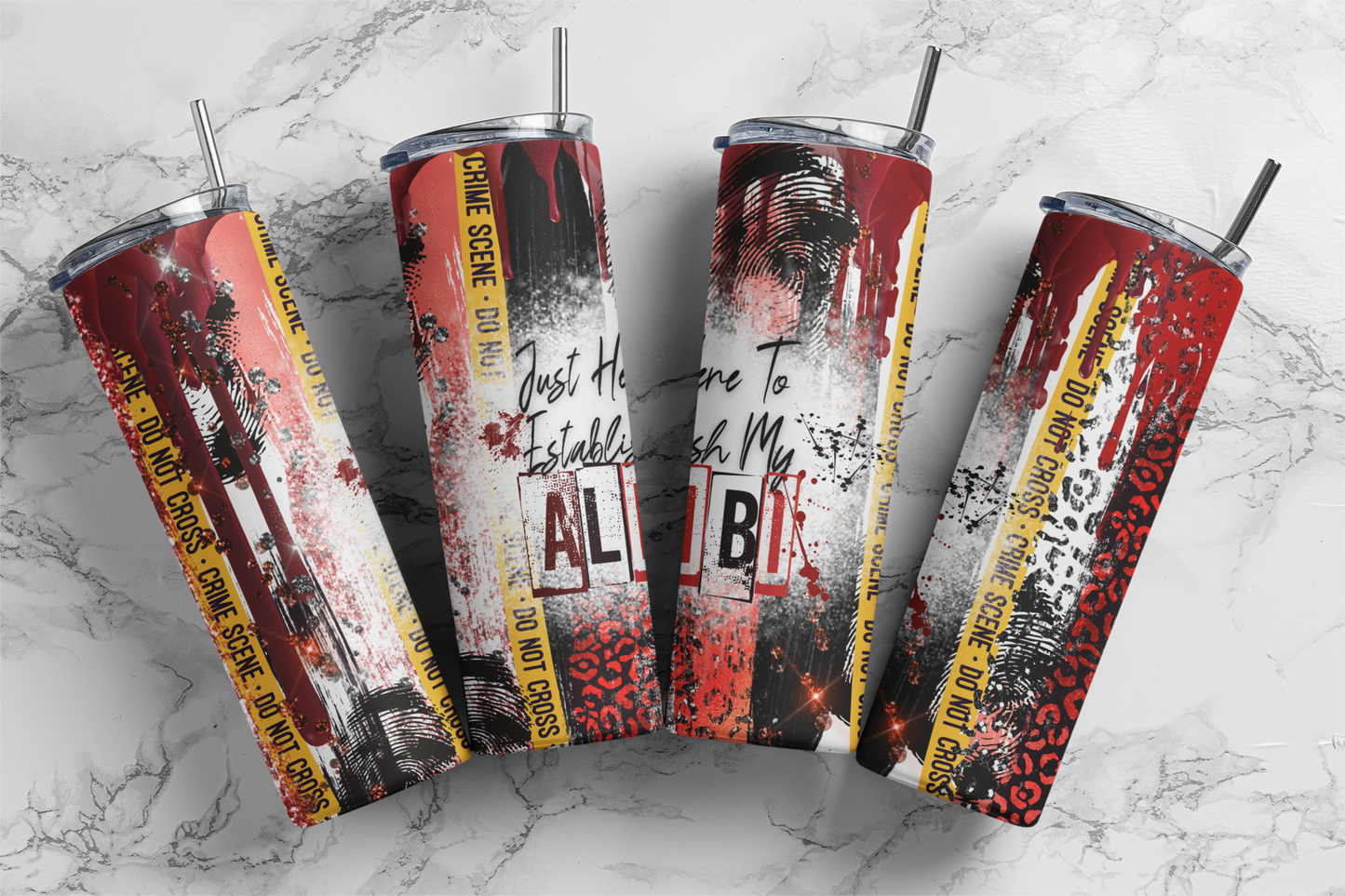 CUSTOMIZABLE JUST HERE TO ESTABLISH MY ALIBI HOT AND COLD TUMBLER