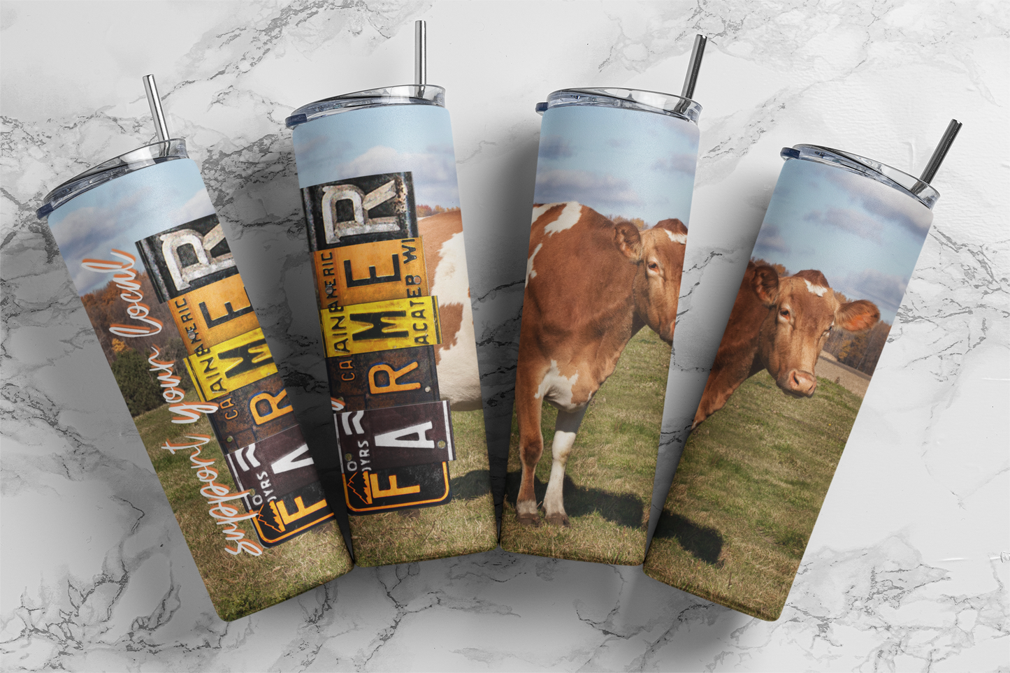 CUSTOMIZABLE FARMER COW HOT AND COLD TUMBLER