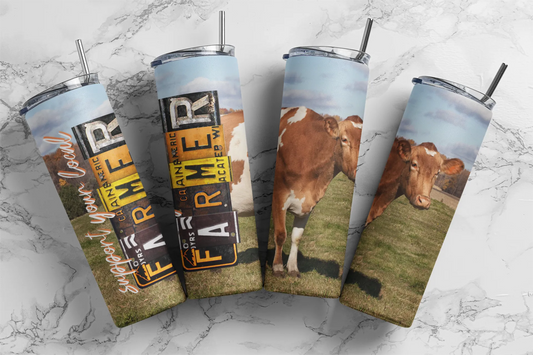 CUSTOMIZABLE FARMER COW HOT AND COLD TUMBLER - Crazy Kat Design Co