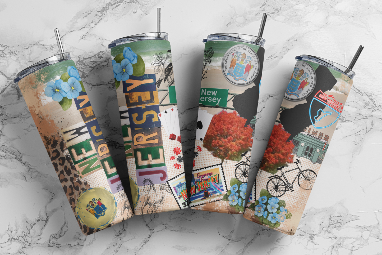 CUSTOMIZABLE REPRESENT THE STATE OF NEW JERSEY HOT AND COLD TUMBLER