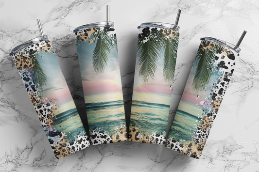 CUSTOMIZABLE BEACH LEOPARD CHEETAH HOT AND COLD TUMBLERS