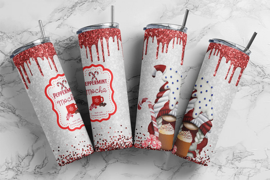 CUSTOMIZABLE CHRISTMAS PEPPERMINT MOCHA GNOMES HOT AND COLD TUMBLERS - Crazy Kat Design Co