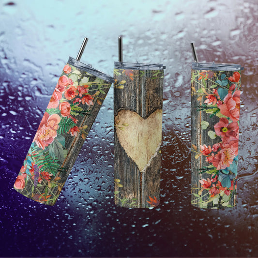 CUSTOMIZABLE HEART ART HOT AND COLD TUMBLER - Crazy Kat Design Co