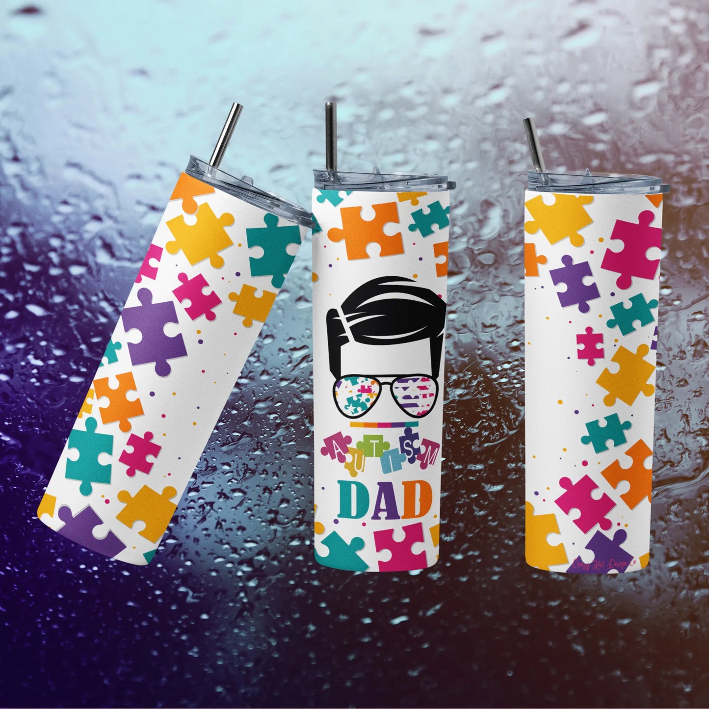 CUSTOMIZABLE AUTISM AWARENESS, AUTISM DAD HOT AND COLD TUMBLER - Crazy Kat Design Co