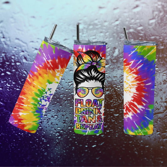 CUSTOMIZABLE FLOAT DRINK TAN & REPEAT HOT AND COLD TUMBLER - Crazy Kat Design Co