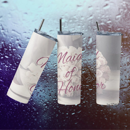 CUSTOMIZABLE BRIDE, BRIDESMAID, or MAID OF HONOR HOT OR COLD TUMBLER - Crazy Kat Design Co