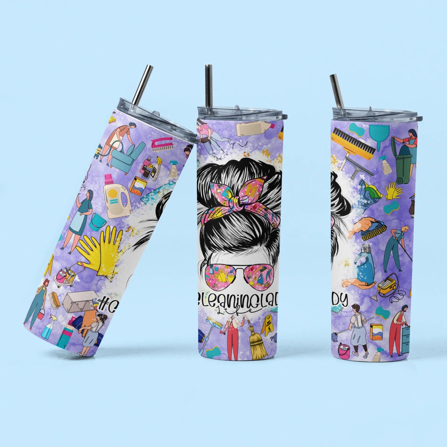 CUSTOMIZABLE CLEANING LADY HOT AND COLD TUMBLER - Crazy Kat Design Co