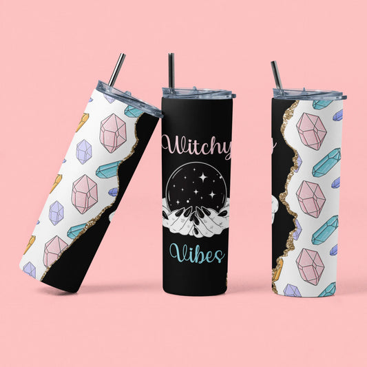 CUSTOMIZABLE WITCHY VIBES HOT AND COLD TUMBLER - Crazy Kat Design Co