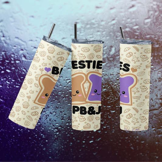 CUSTOMIZABLE PEANUT BUTTER AND JELLY BEST FRIENDS HOT AND COLD TUMBLER - Crazy Kat Design Co
